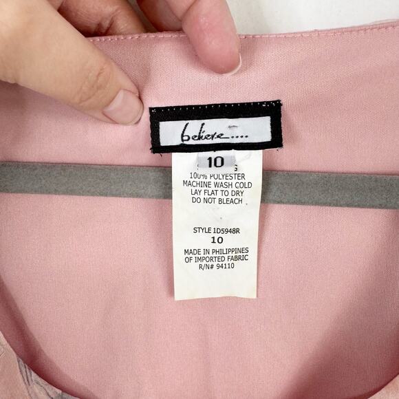 VTG Believe Ballet Pink Floral Fairy Garden Ruffle Midi Dress Romantic Size 10 - Picture 4 of 15